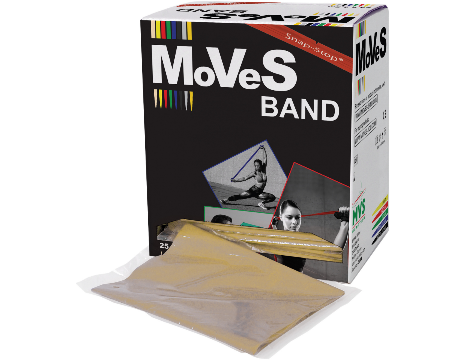 MoVeS oefenband - 1,5 m - licht - geel - verdeelbox (25 st)
