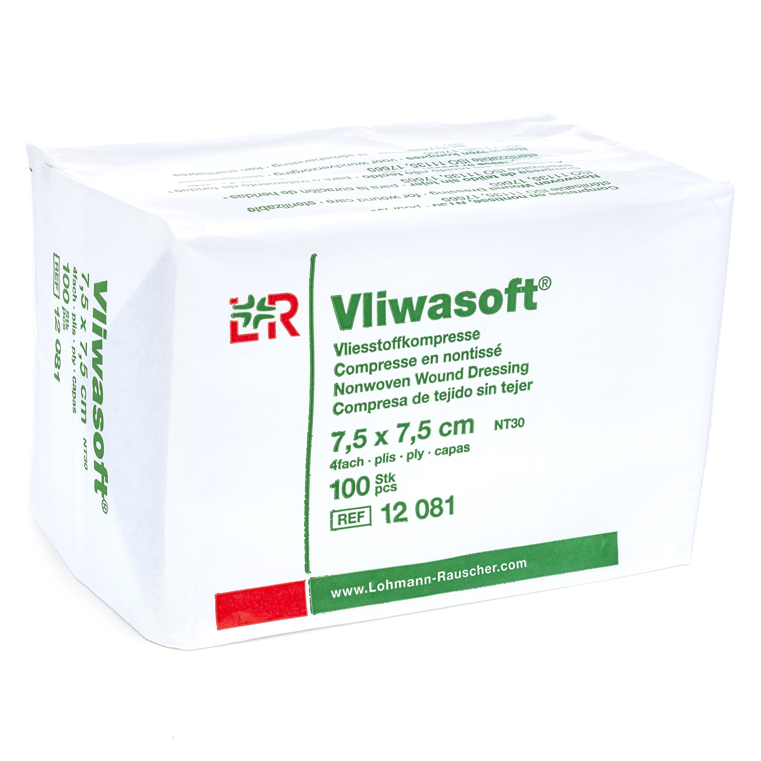 Kompres non-woven Vliwasoft - 7,5 x 7,5 cm (100 st)