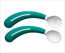 Aangepast kinderbestek Henro-Grip Spork: vork links groen/wit