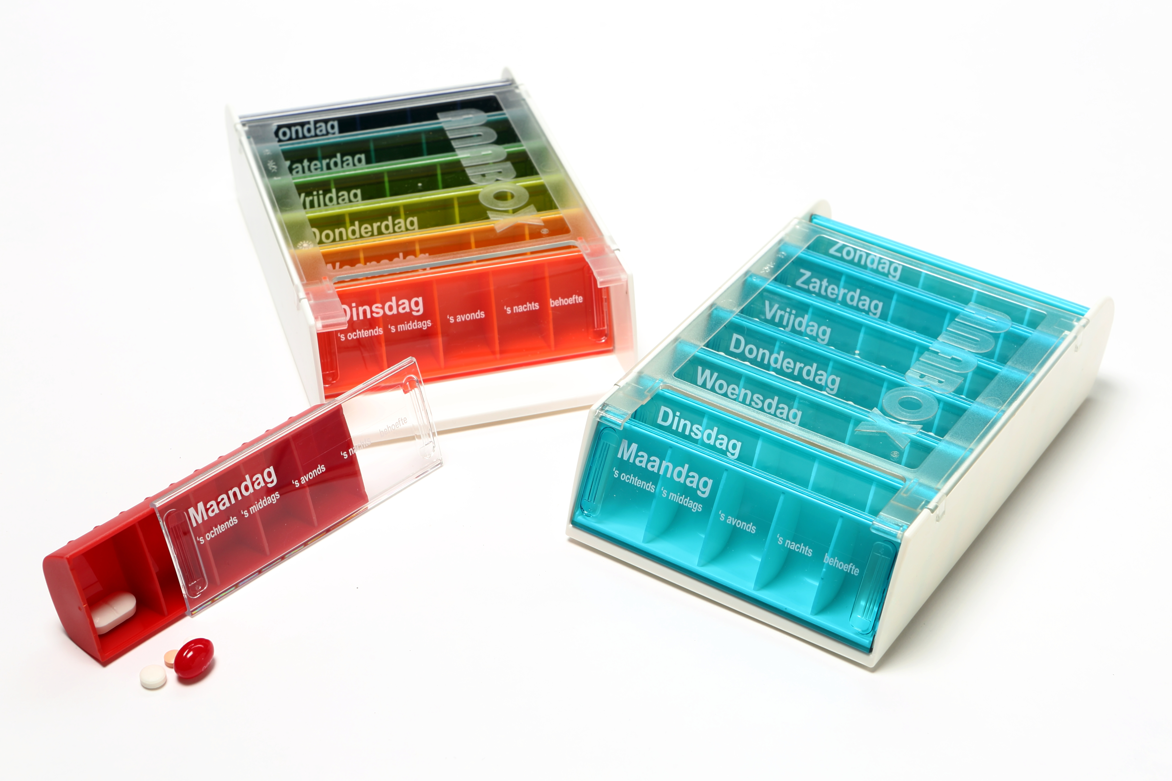 Pillendoos ANABOX - 1 week - 5 vakken per dag - elke dag andere kleur - fr