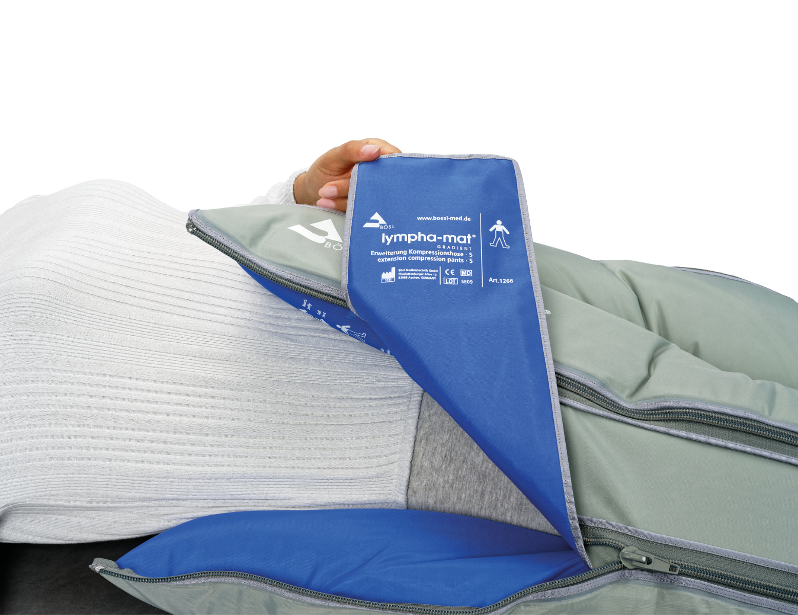 Compressiebroek 24-kamers Lympha-mat - grijs - connector grijs