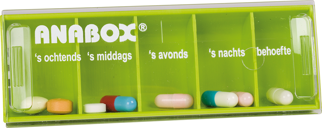 Pillendoos ANABOX - 1 dag - 5 vakken - nl