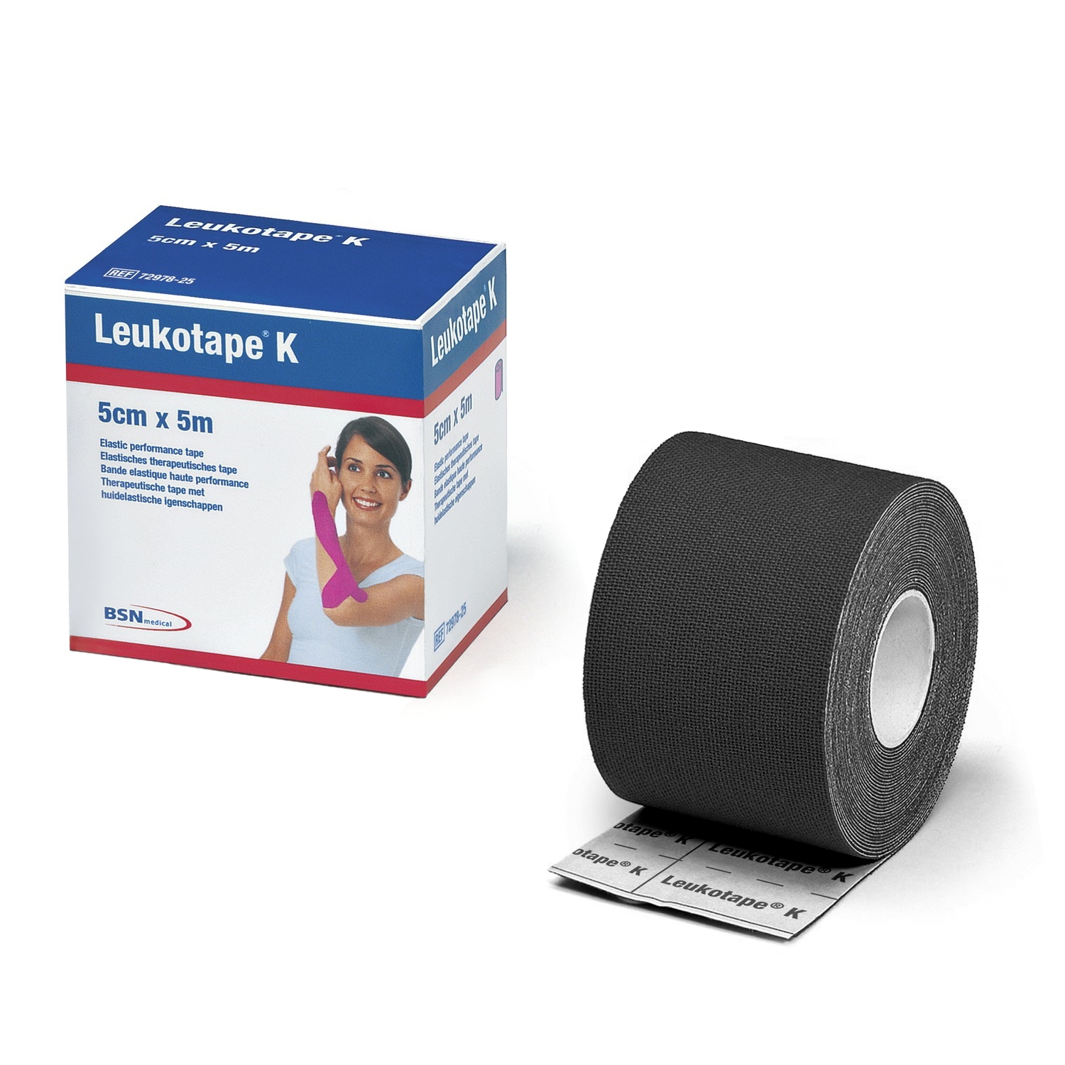 Leukotape K - kinesiotape - 5 cm x 5 m - zwart